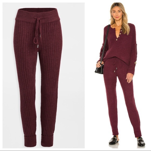 FREE PEOPLE BOHO JOGGERS COZY RIB KNIT LOUNGE ATHLEISURE SKINNY SOFT PANTS A3C - Picture 6 of 11